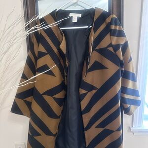 Chic Striped Coat - Black and Brown